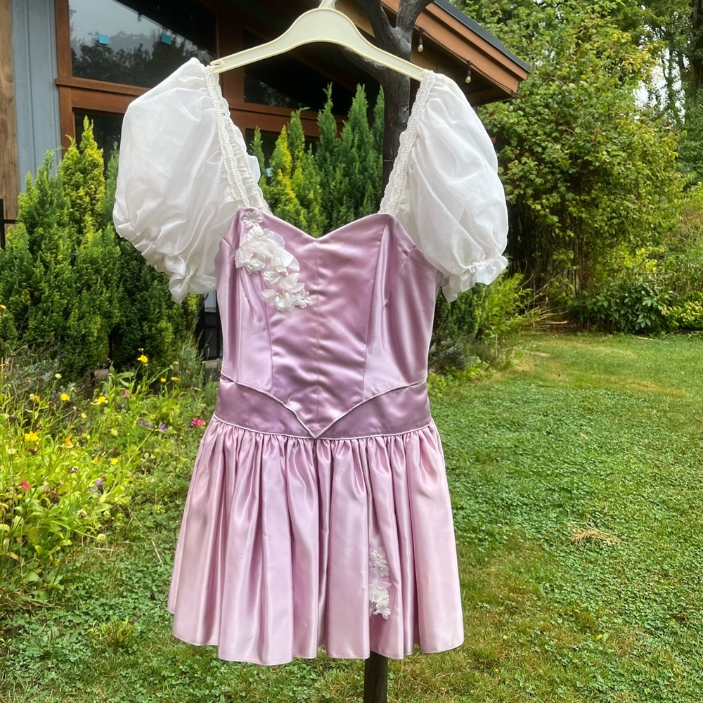 80s Barbie Pop Princess Costume Dress with Puff Sleeves
